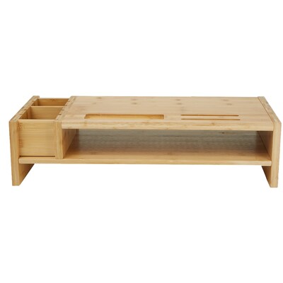 Mind Reader Monitor Stand Organizer, 6 Compartments, Office, Desk, Laptop, Bamboo Brown (MONITORBM-B