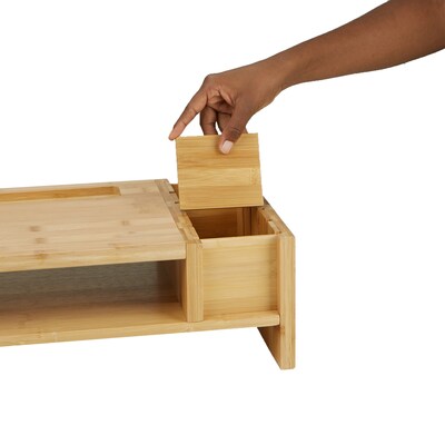 Mind Reader Monitor Stand Organizer, 6 Compartments, Office, Desk, Laptop, Bamboo Brown (MONITORBM-BRN)