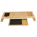 Mind Reader Monitor Stand with Mouse Pad, Black Mouse Pad, Office, Desk, Laptop, Bamboo Brown (MOUSEBM-BRN)