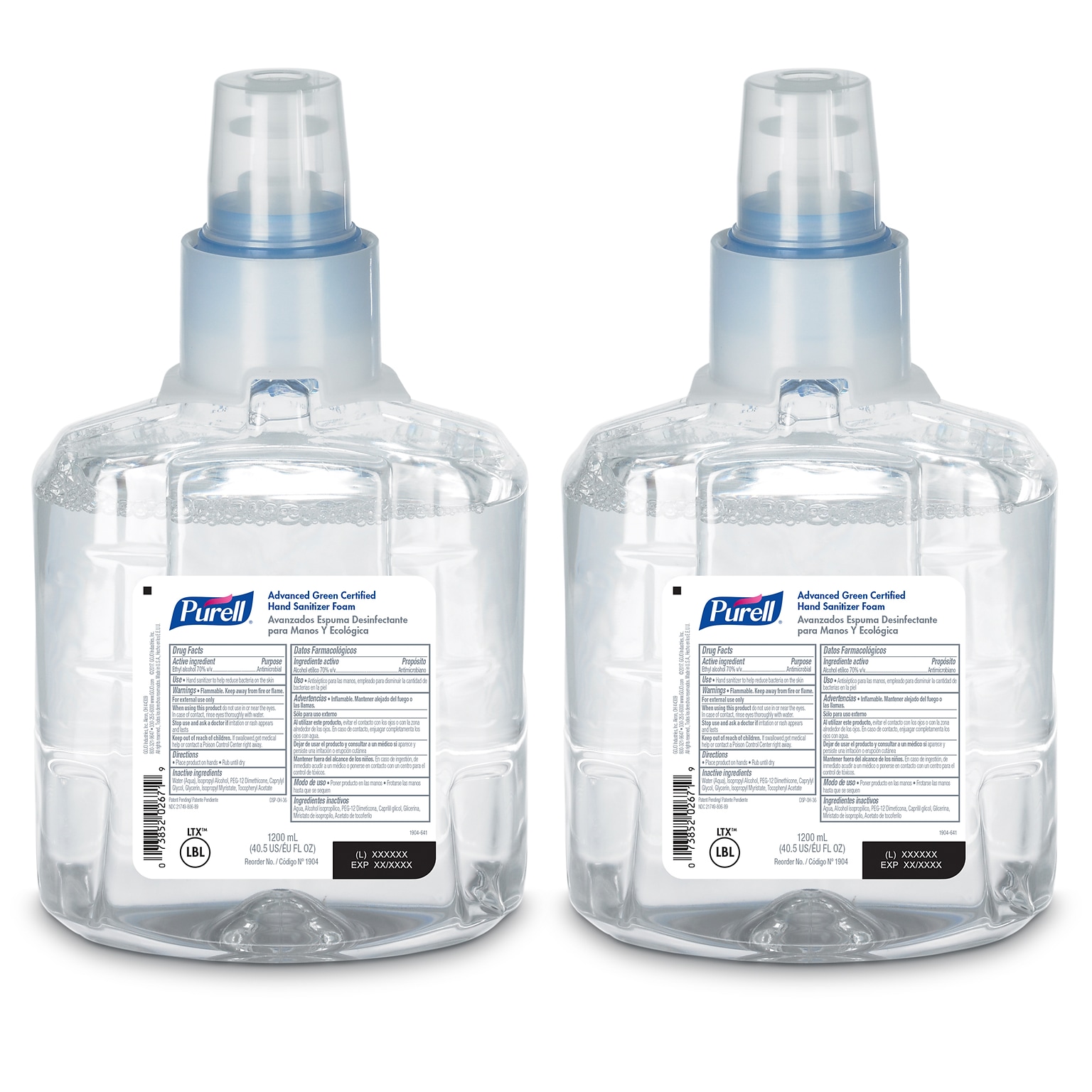 PURELL Advanced Green Cert Hand Sanitizer Foam Refill for LTX-12 TF Disp, 1200 mL, 2/CT (1904-02)