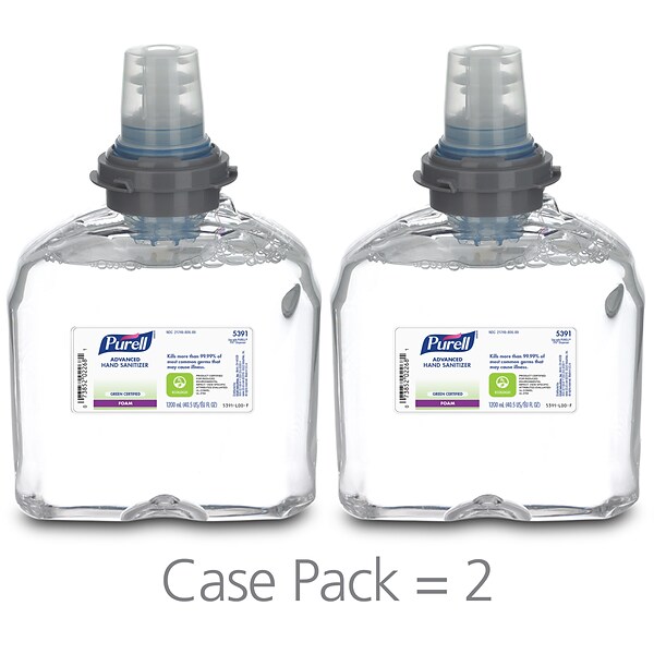 Purell Advanced Foaming Hand Sanitizer Refill for TFX Dispenser, 1200 mL, 2/CT (5391-02)