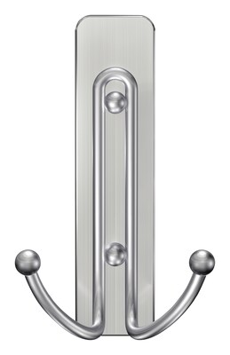 Command Large Bathroom Hook, Satin Nickel, 1 Hook, 1 Large Water-Resistant Strip/Pack (BATH36-SN-ES)