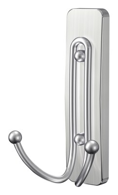 Command Large Double Bath Hook, Satin Nickel, 1 Hook, 1 Large Water-Resistant Strip/Pack (BATH36-SN-ES)