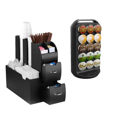Mind Reader Coffee Pod Carousel and Coffee Condiment Caddy Organizer, 30 Coffee Pod Capacity, Black (CRSCAD-BLK)