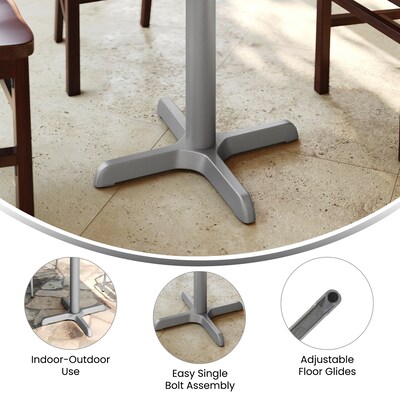 Flash Furniture Beverly Table X-Base with 3'' Dia Table Height Column, Silver (XUT2222SLV)