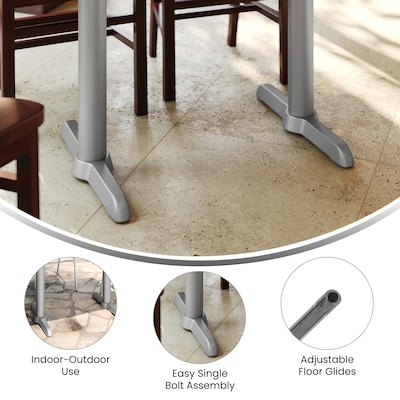 Flash Furniture Beverly Table T-Base with 3'' Dia Table Height Column, Silver (XUT0522SLV)