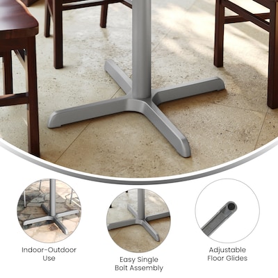 Flash Furniture Beverly Table X-Base with 3'' Dia Table Height Column, Silver (XUT3030SLV)