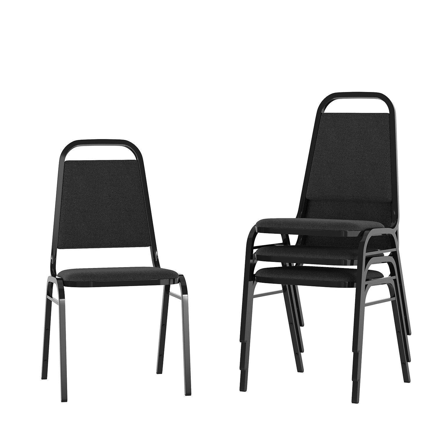 Flash Furniture HERCULES Series Fabric Banquet Stacking Chair, Black, 4/Pack (4FDBHF2BKFABBK)