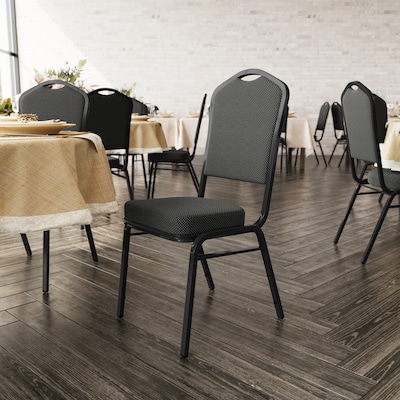 Flash Furniture HERCULES Series Fabric Banquet Stacking Chair, Black (FDC01BS076)