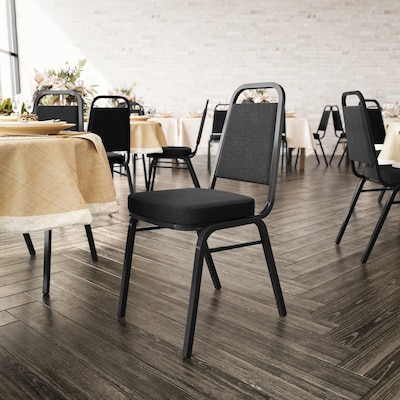 Flash Furniture HERCULES Series Fabric Banquet Stacking Chair, Black, 4/Pack (4FDBHF1BKFABBK)