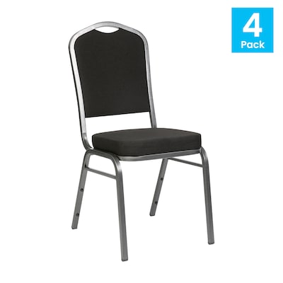 Flash Furniture HERCULES Series Fabric Banquet Stacking Chair, Black/Silver, 4/Pack (4FDC01SLVNBKBK)