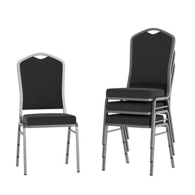 Flash Furniture HERCULES Series Fabric Banquet Stacking Chair, Black/Silver, 4/Pack (4FDC01SLVNBKBK)
