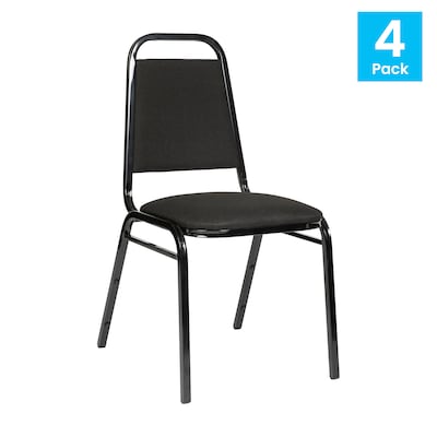 Flash Furniture HERCULES Series Fabric Banquet Stacking Chair, Black, 4/Pack (4FDBHF2BKFABBK)