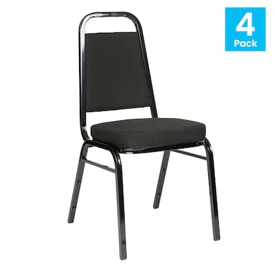 Flash Furniture HERCULES Series Fabric Banquet Stacking Chair, Black, 4/Pack (4FDBHF1BKFABBK)