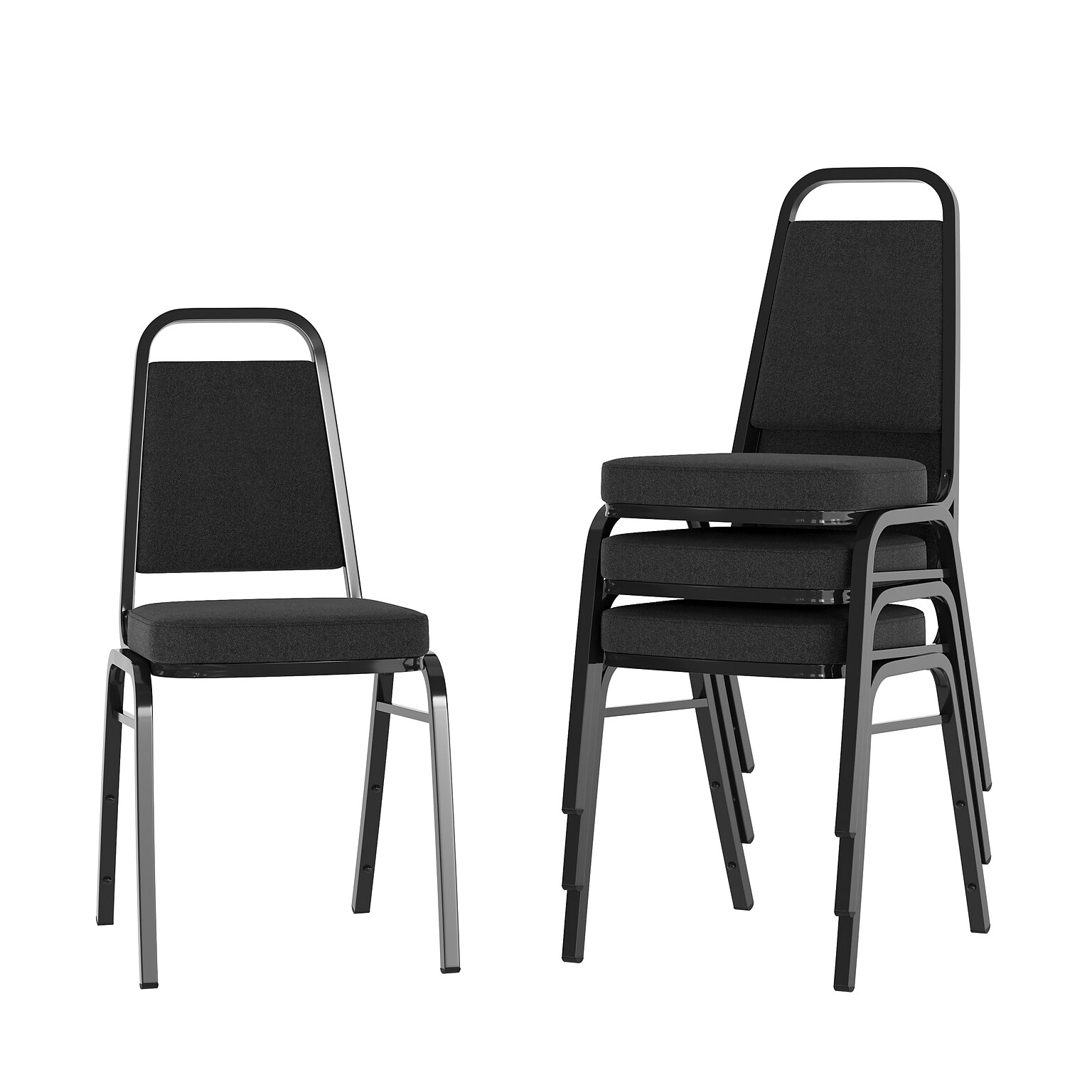 Flash Furniture HERCULES Series Fabric Banquet Stacking Chair, Black, 4/Pack (4FDBHF1BKFABBK)