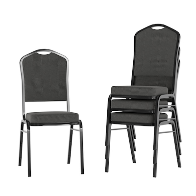Flash Furniture HERCULES Series Fabric Banquet Stacking Chair, Black, 4/Pack (4FDC01BS076)
