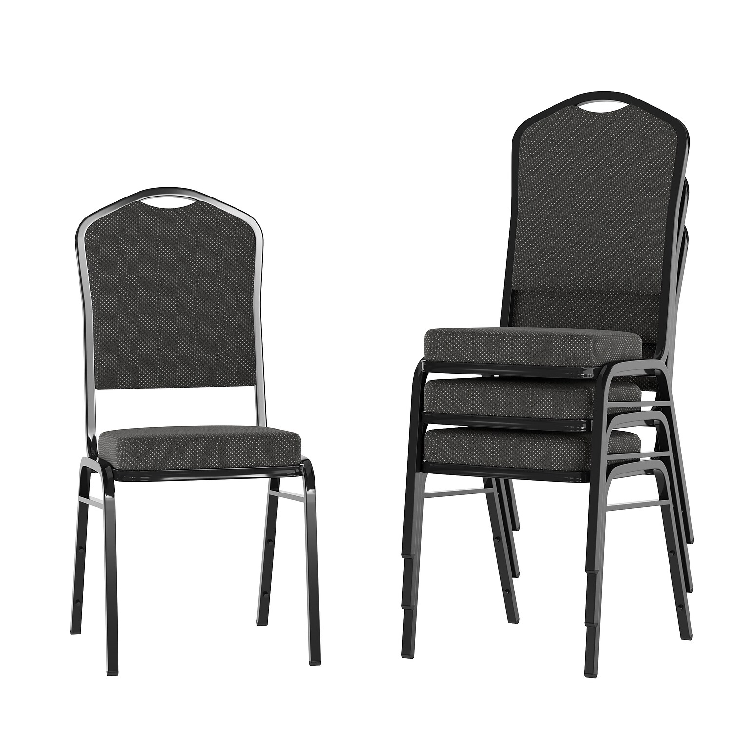 Flash Furniture HERCULES Series Fabric Banquet Stacking Chair, Black, 4/Pack (4FDC01BS076)