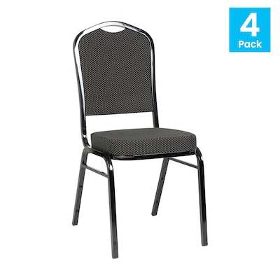 Flash Furniture HERCULES Series Fabric Banquet Stacking Chair, Black, 4/Pack (4FDC01BS076)
