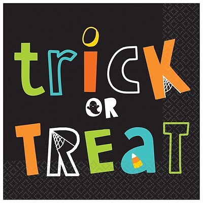 Amscan Halloween Trick or Treat Lunch Napkins, 6.5 x 6.5, Paper, 4 Pack, 16 per Pack (5100008)