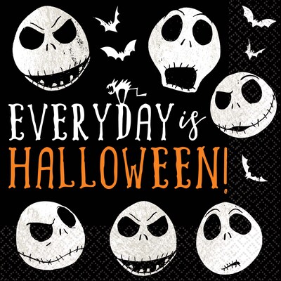 Amscan ©Disney Tim Burtons Nightmare Before Christmas Lunch Napkins, 6.5 x 6.5, Paper, 3 Pack, 16