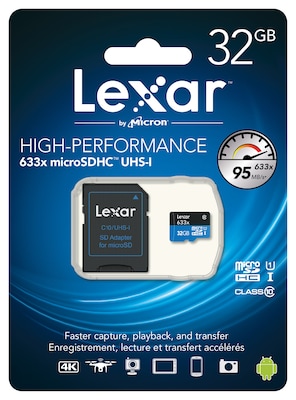 Lexar Media Professional 32GB microSDHC Memory Card with Adapter, Class 10, UHS-I (LSDMI32GBNL633A)