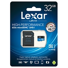 Lexar Media Professional 32GB microSDHC Memory Card with Adapter, Class 10, UHS-I (LSDMI32GBNL633A)