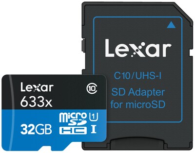 Lexar Media Professional 32GB microSDHC Memory Card with Adapter, Class 10, UHS-I (LSDMI32GBNL633A)