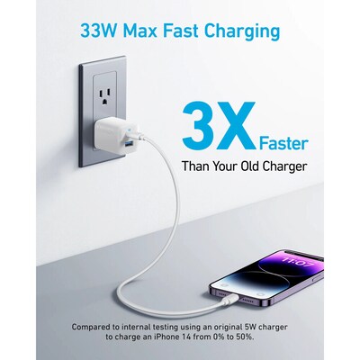 Anker 323 USB-C/USB-A Universal Wall Charger, 33W, White (A2326J21-1)