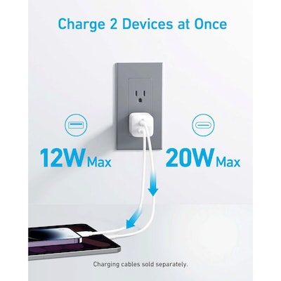 Anker 323 USB-C/USB-A Universal Wall Charger, 33W, White (A2326J21-1)