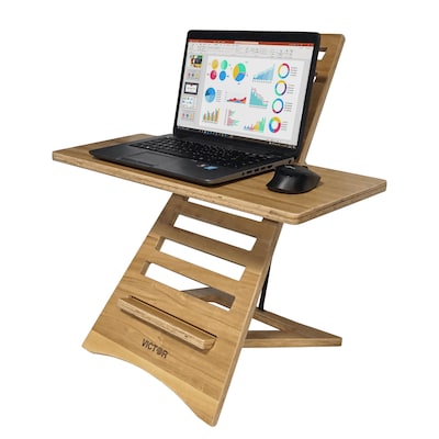 Victor Adjustable Acacia Wood Laptop Standing Desk with Two Levels (VCTDC175A)