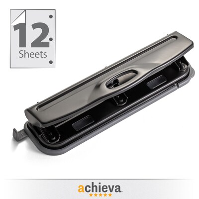 Achieva Economy Desktop 3-Hole Punch, 12 Sheet Capacity, Black (VCT90140)