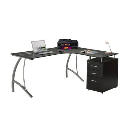 Techni Mobili Modern L-Shaped Computer Desk with File Cabinet, Espresso (RTA-4804L-ES)