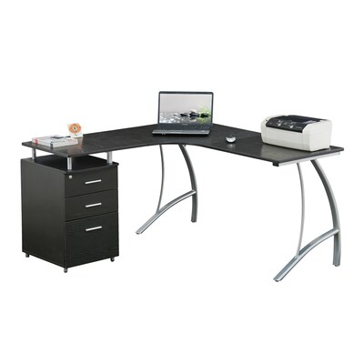 Techni Mobili Modern L-Shaped Computer Desk with File Cabinet, Espresso (RTA-4804L-ES)