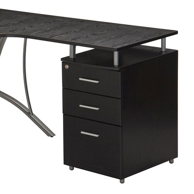 Techni Mobili Modern L-Shaped Computer Desk with File Cabinet, Espresso (RTA-4804L-ES)