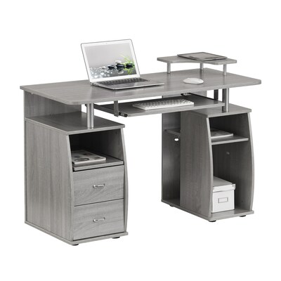Techni Mobili Complete Computer Workstation Desk With Storage, Gray (RTA-8211-GRY)