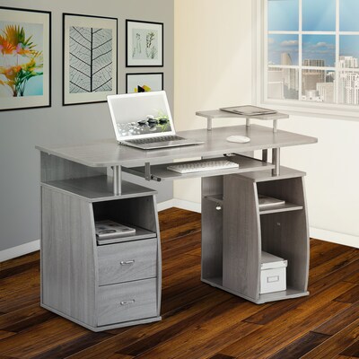 Techni Mobili Complete Computer Workstation Desk With Storage, Gray (RTA-8211-GRY)