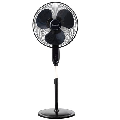 Honeywell Comfort Control 16-inch 3-Speed Oscillating Pedestal Fan, Black (HSF1640B)