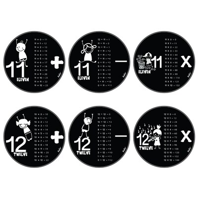 Helio Disc Set, Mathematics, Numbers 11 &12, Addition, Subtraction, Multiplication, Acrylic, 6 Disc Set (035560)