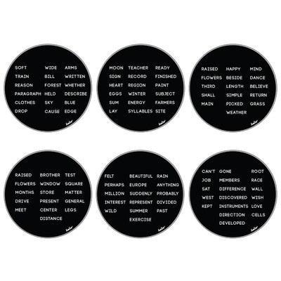Helio Disc Set, Sight Words Grade 2, Level 2, Clear and Black, Acrylic, 6 Disc Set (035521)