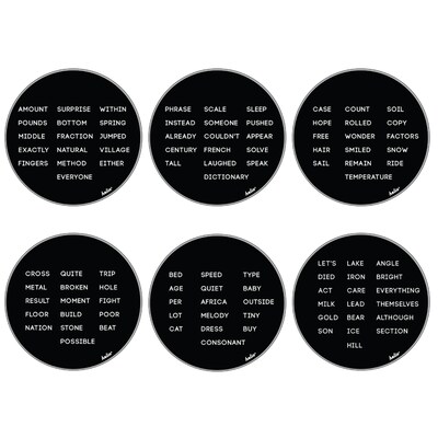 Helio Disc Set, Sight Words Grade 3, Level 1, Clear and Black, Acrylic, 6 Disc Set (035522)