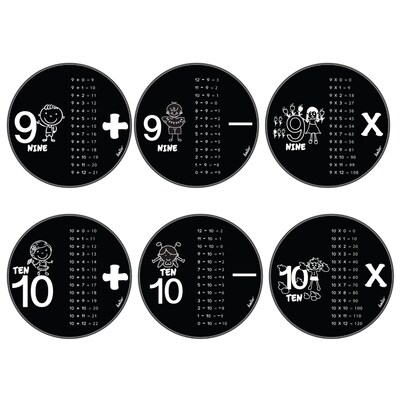 Helio Disc Set, Mathematics, Numbers 9 & 10, Addition, Subtraction, Multiplication, Acrylic, 6 Disc Set (035559)