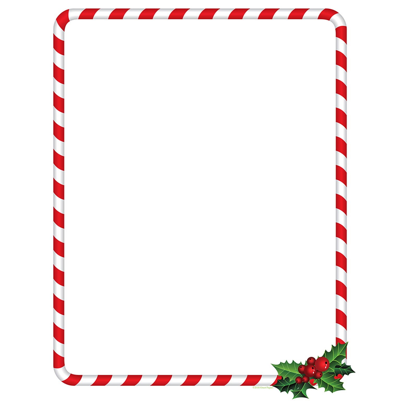 Great Papers!® Candy Cane Holly Holiday Letterhead, 8.5 x 11, 80 sheets (2018020)