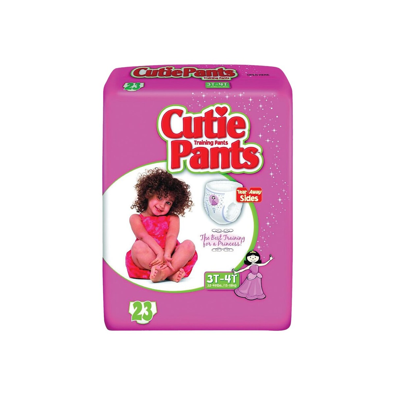 CutiePants Refastenable Training Pants for Girls, Size 3T/4T, 92 count (CR8008)