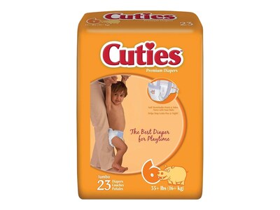 Cuties Premium Jumbo Diapers Size 6, 92/PK (CR6001)