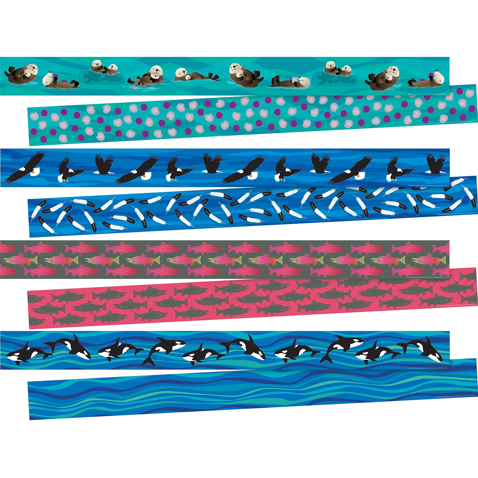 Barker Creek Double-Sided Border Set, 35 x 3, Sea & Sky, 4 designs, 48/Set (3865)