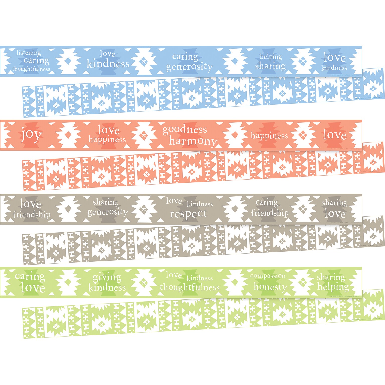 Barker Creek Double-Sided Border Set, 35 x 3, Celebrate Thoughtfulness, 4 designs, 48/Set (BC3867)