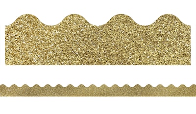 Carson-Dellosa Sparkle and Shine Gold Glitter Scalloped Borders 13/Pack (108319)