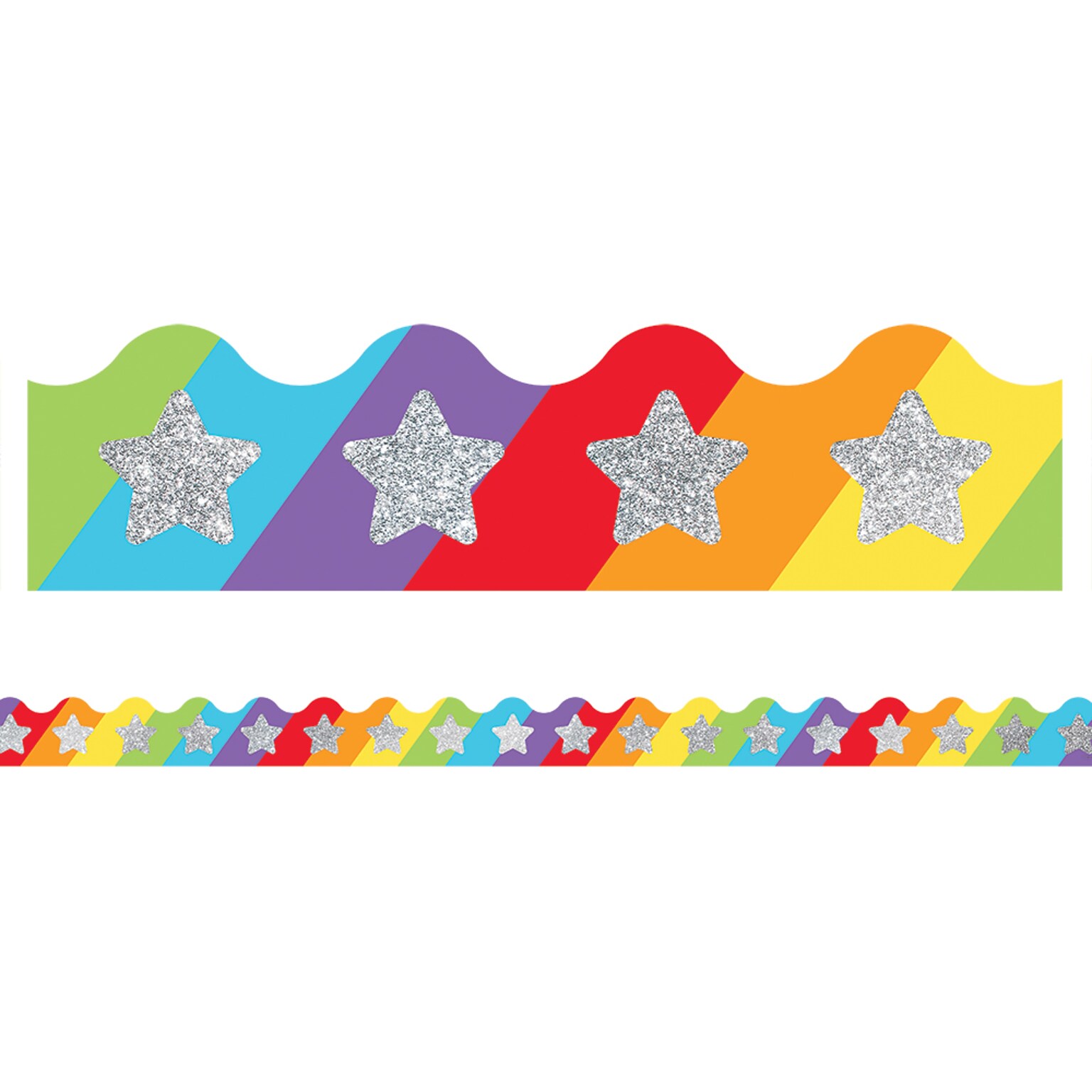Carson-Dellosa Sparkle and Shine Glitter Stars on Rainbow Scalloped Borders 13/Pack (108321)