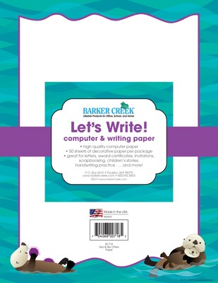 Barker Creek Sea & Sky Computer Paper, 8.5 x 11, 60 lbs., Multicolored, 50 Sheets/Pack (BC718)