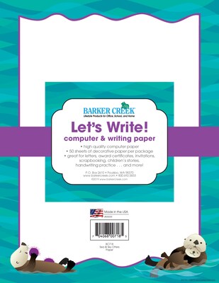 Barker Creek 8 1/2" x 11" Printer Paper, Otters 50 per package (BC718)